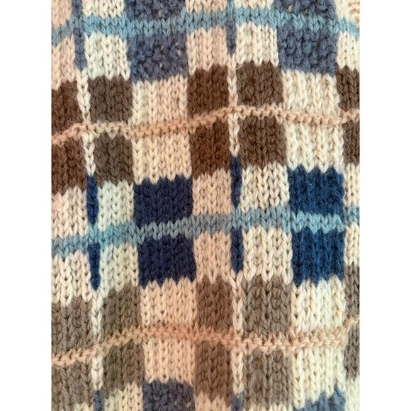 Vintage Cardigan Sweater Vest Women's Small/Medium Wool Hand Knit Blue Cream - Picture 6 of 6
